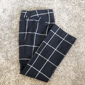 Blue and White Grid Pattern Pants